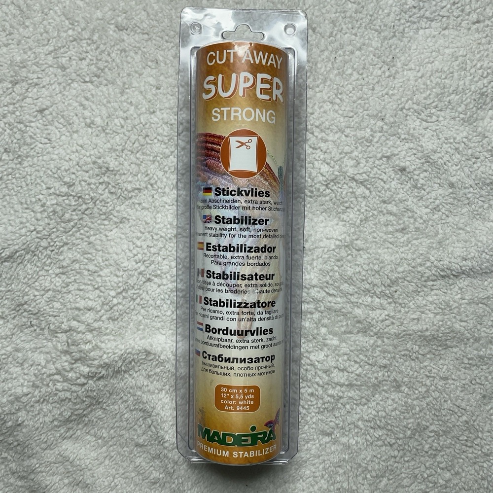 MADEIRA Super Strong Cut-Away Embroidery Stabilizer 12"x5.5yd White 9445